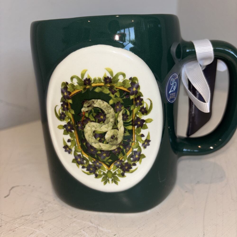 Harry Potter Slytherin House 25 yrs of Magic Rae Dunn Coffee Mug Green Snake NEW